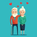 Happy grandparents. Vector cartoon illustration