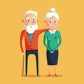 Happy grandparents. Vector cartoon illustration