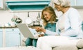 Happy Granny And Adorable Little Girl Using Laptop Royalty Free Stock Photo