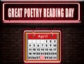 28 April , Great Poetry Reading Day, Neon Text Effect on Bricks Background Royalty Free Stock Photo