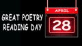 28 April, Great Poetry Reading Day. Neon Text Effect on Bricks Background Royalty Free Stock Photo