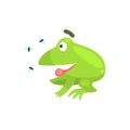 Happy Green Frog Funny Character Looking At Insects Childish Cartoon Illustration Royalty Free Stock Photo