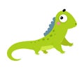 Happy Green Iguana Animal with Long Tail Vector Illustration