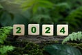 Happy green new year 2024.Go green 2024 concept.Sustainable development of the environment sustainable energy business climate