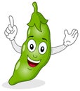 Happy Green Pod of Peas Character