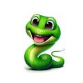 Happy green snake cartoon on white background Royalty Free Stock Photo