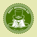 Happy Groundhog day card design with cute groundhog. Vector illustration Royalty Free Stock Photo