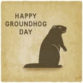 Happy Groundhog day card vintage background