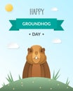 Happy Groundhog Day design card Royalty Free Stock Photo