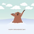 Happy Groundhog Day design with cute groundhog