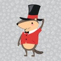 Happy Groundhog Day design with cute marmot marmots in black cylinder on head and bow tie, prediction of weather, animal