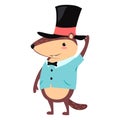 Happy Groundhog Day design with cute marmot marmots in black cylinder on head and bow tie, prediction of weather, animal