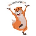 Happy Groundhog Day design with cute groundhog Royalty Free Stock Photo