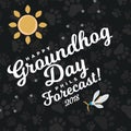 Happy Groundhog Day design with sun and flowers snowdrop, prediction of weather, card or flyer vector illustration Royalty Free Stock Photo