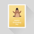 Happy Groundhog Day greeting card. Minimalist flat style Royalty Free Stock Photo