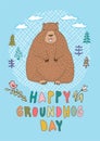Happy Groundhog Day greeting card.