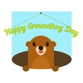 Happy groundhog day icon, flat style Royalty Free Stock Photo