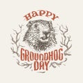 Happy Groundhog Day illustration. Vector.