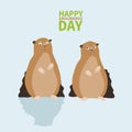 Happy groundhog day.logo, icon,two Marmot,one scared shadow other happy,perfect for greeting cards,invitations,posters
