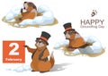 Happy Groundhog Day. Marmot holding February 2 Royalty Free Stock Photo