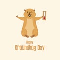 Happy Groundhog Day Poster with marmot with a thermometer vector