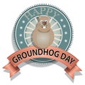 Happy Groundhog Day Sign and Badge Vector Royalty Free Stock Photo