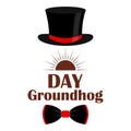 Happy Groundhog Day. Text of the inscription. Vector illustration. Design for printing greeting cards, banners, posters Royalty Free Stock Photo