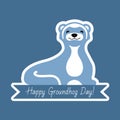 Happy Groundhog Day typography and design with cute groundhog character