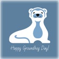 Happy Groundhog Day typography and design with cute groundhog character