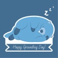 Happy Groundhog Day typography and design with cute groundhog character