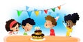 Happy group of children having fun at birthday party Royalty Free Stock Photo