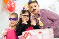 Happy group of children having fun at birthday party Royalty Free Stock Photo