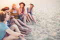 Happy group of friend having party on the beach Royalty Free Stock Photo