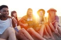 Happy group of friend having party on the beach Royalty Free Stock Photo