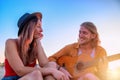 Happy group of friend having party on the beach Royalty Free Stock Photo