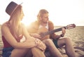 Happy group of friend having party on the beach Royalty Free Stock Photo