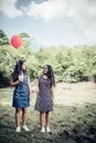 Happy group girl friends hand holding multicolored Royalty Free Stock Photo