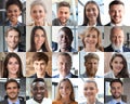 Happy group of multiethnic business people men and women. Multicultural faces looking at camera Royalty Free Stock Photo