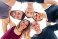 A happy group of people from men and women practicing yoga in the studio. groups of meditation , communication yoga Royalty Free Stock Photo