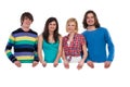 Happy group of students standing behind banner Royalty Free Stock Photo