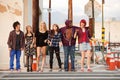 Happy group of young punks walking together Royalty Free Stock Photo