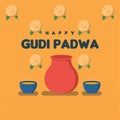 Happy gudi padwa web banner background illustratrion