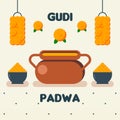 Happy gudi padwa web banner background illustratrion