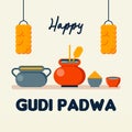 Happy gudi padwa web banner background illustratrion