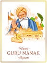 Happy Gurpurab, Guru Nanak Jayanti festival of Sikh celebration background Royalty Free Stock Photo