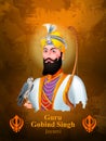 Happy Guru Gobind Singh Jayanti religious festival celebration of Sikh in Punjab India