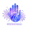 Happy Guru Purnima greeting card watercolor template Royalty Free Stock Photo