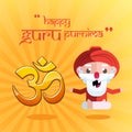 Happy Guru Purnima greeting poster, yogi baba and Om symbol background, illustration vector