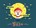 Happy Guru Purnima greeting poster, yogi baba background, illustration vector