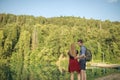 Happy guy is expressing his feelings to his girl. Royalty Free Stock Photo